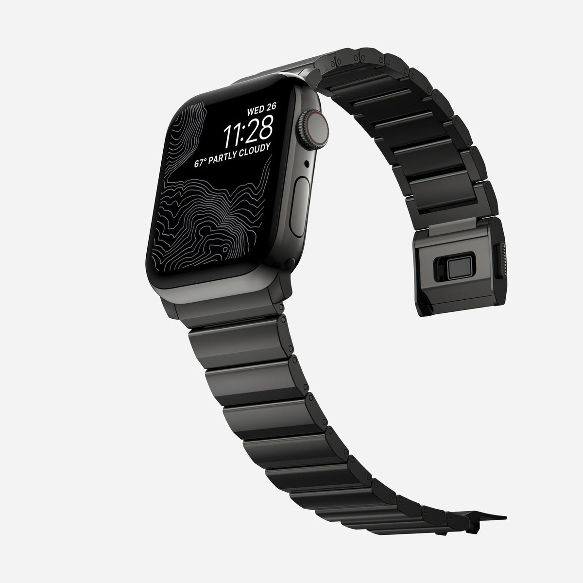 Flat-Link Titanium Band with Push-Button Clasp for Apple Watch (44/45/46/49 mm)