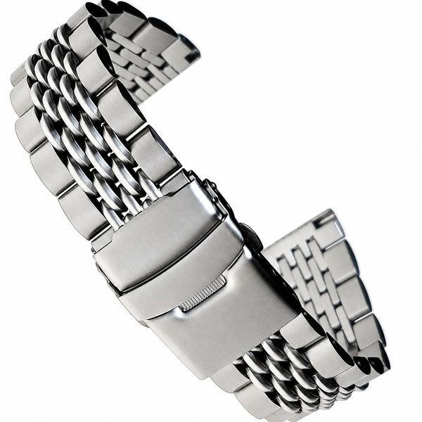 Beads of Rice Stainless Steel Watch Bracelet, Quick Release, Straight & Curved End Links Included