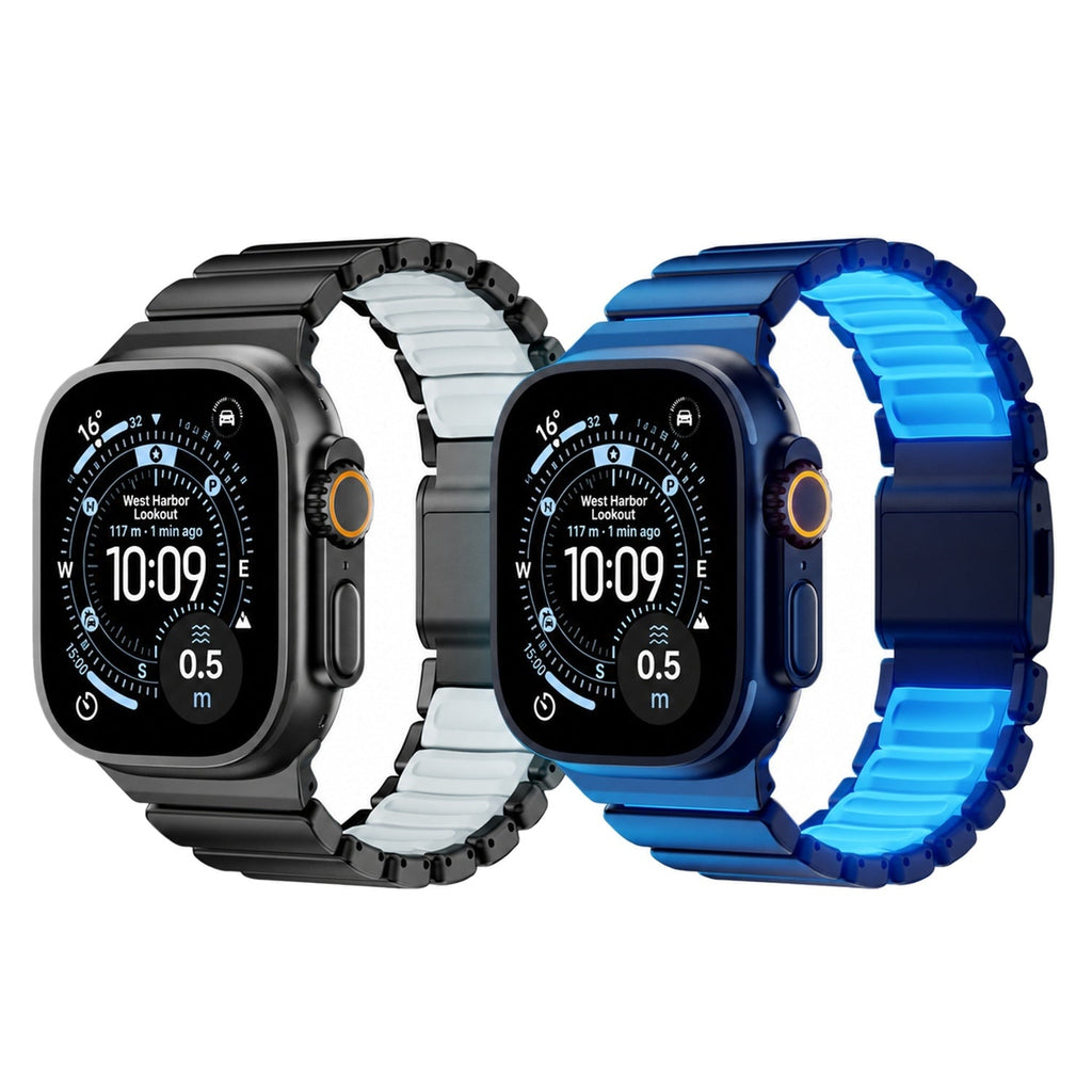 Luminous Black titanium link band with glowing silicone