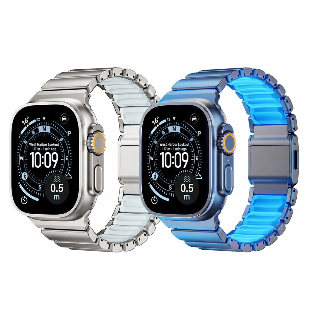 Luminous Titanium link band with glowing silicone