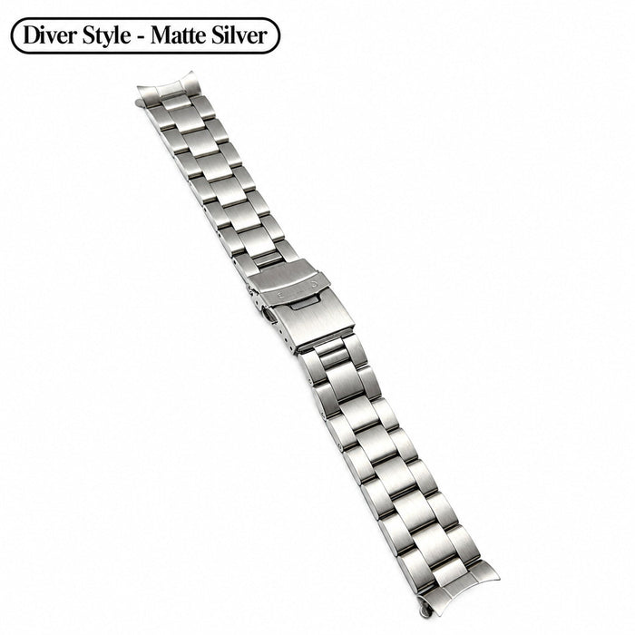 Solid Stainless Steel Watch Band with Curved End Links