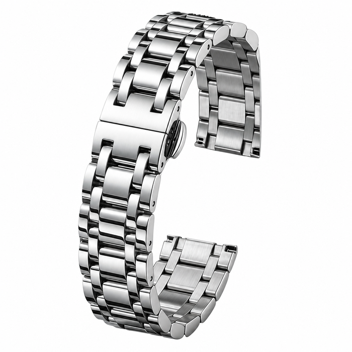 Stainless Steel 5-Row Watch Band with Metal Clasp