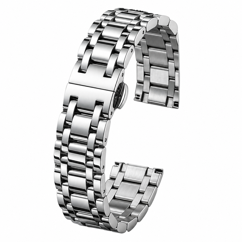Stainless Steel 5-Row Watch Band with Metal Clasp