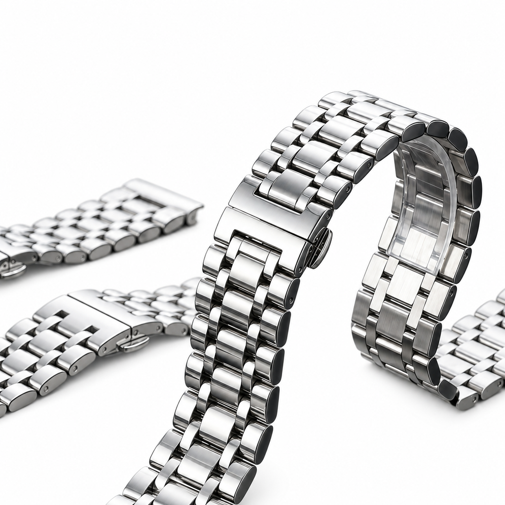 Stainless Steel 5-Row Watch Band with Metal Clasp