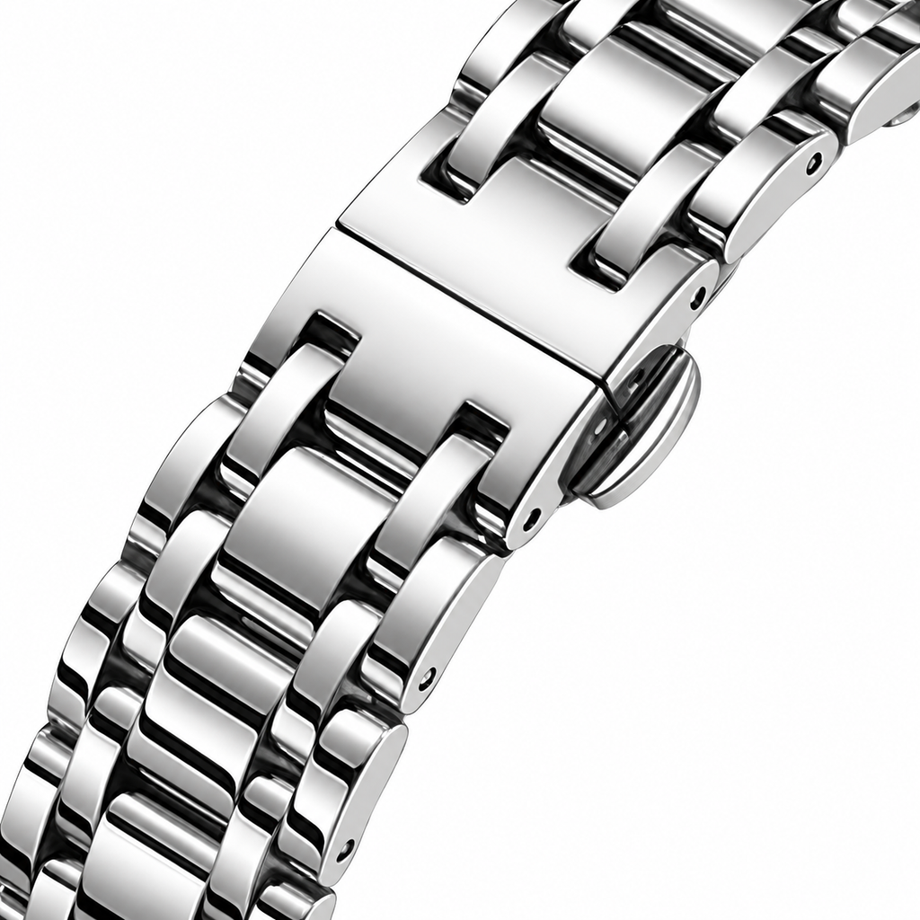 Stainless Steel 5-Row Watch Band with Metal Clasp