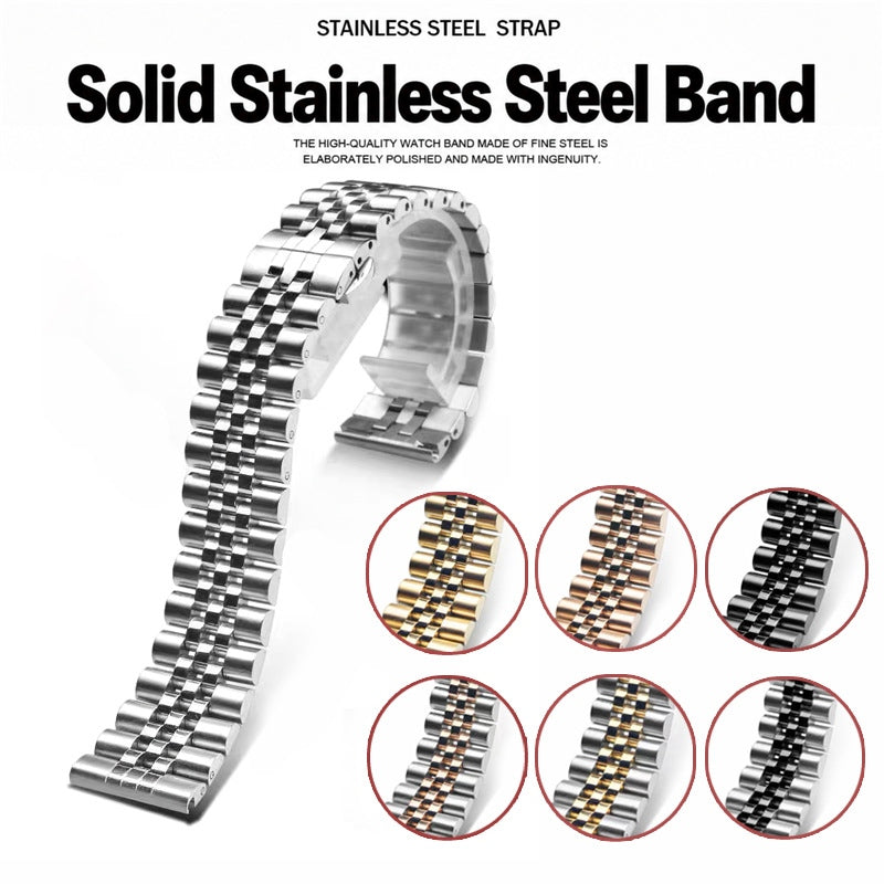 5-Link Stainless Steel Band with Butterfly Clasp for Apple Watch