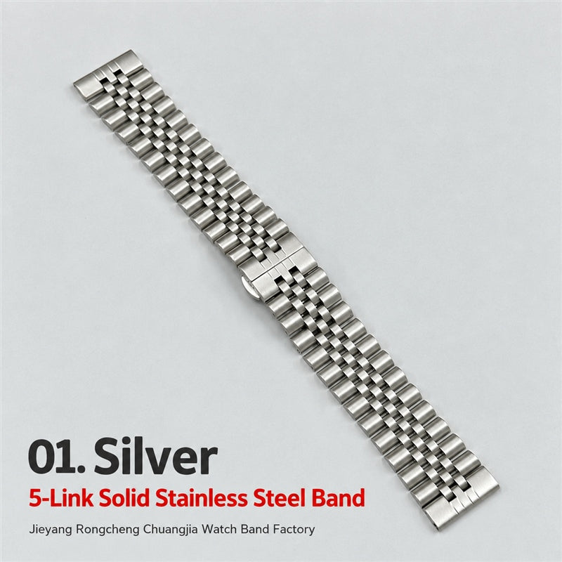 5-Link Stainless Steel Band with Butterfly Clasp for Apple Watch