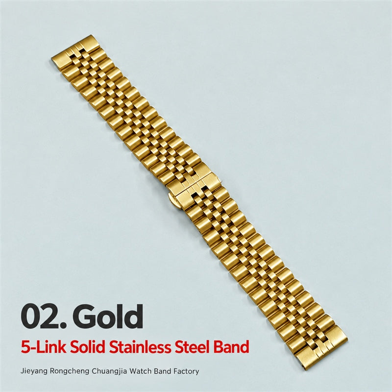 5-Link Stainless Steel Band with Butterfly Clasp for Apple Watch
