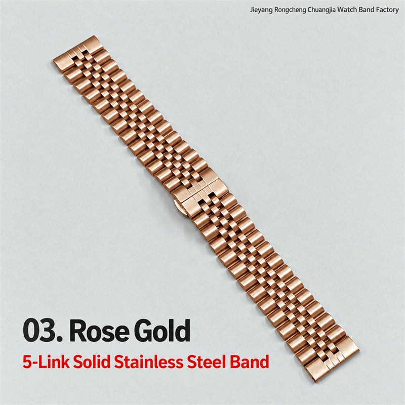 5-Link Stainless Steel Band with Butterfly Clasp for Apple Watch