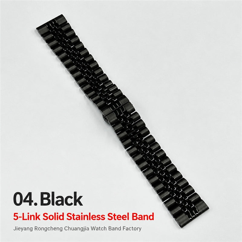 5-Link Stainless Steel Band with Butterfly Clasp for Apple Watch