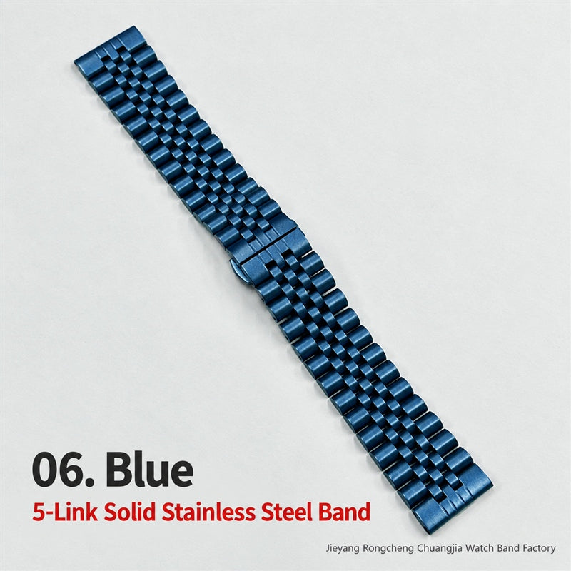 5-Link Stainless Steel Band with Butterfly Clasp for Apple Watch