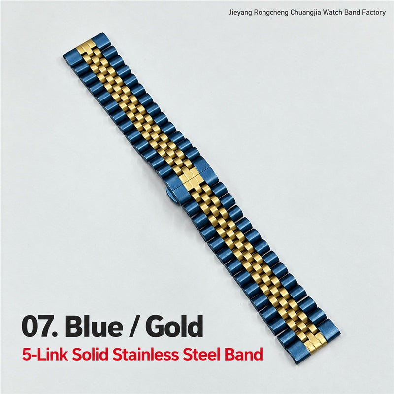 5-Link Stainless Steel Band with Butterfly Clasp for Apple Watch
