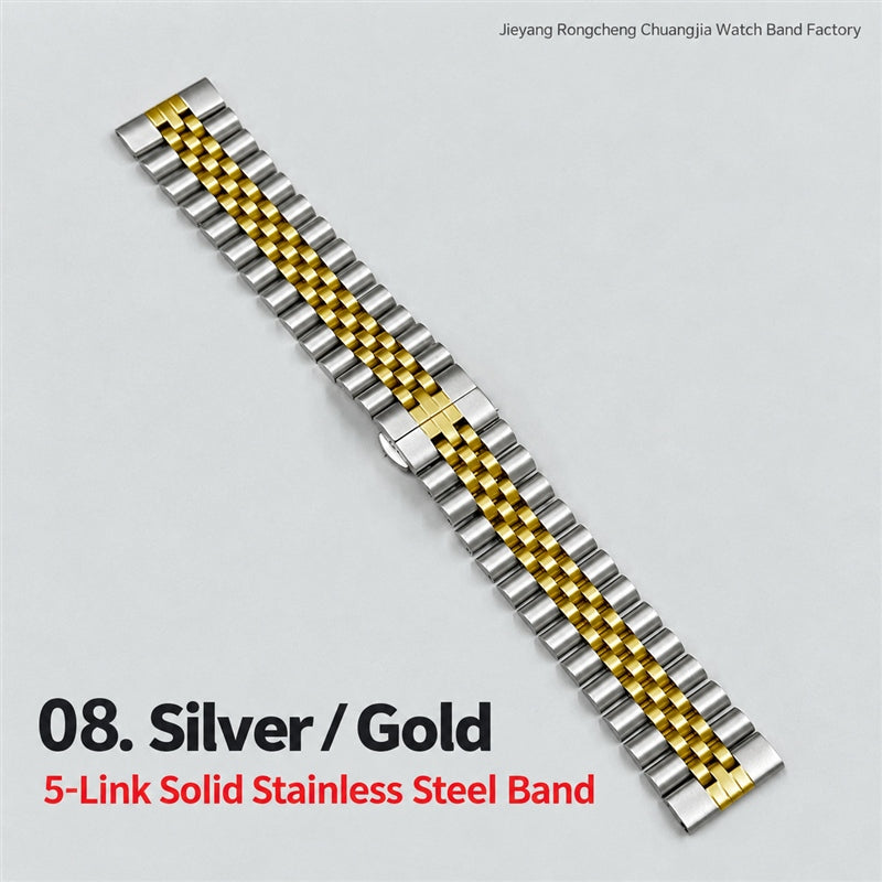 5-Link Stainless Steel Band with Butterfly Clasp for Apple Watch