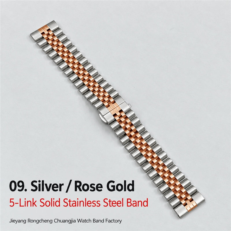 5-Link Stainless Steel Band with Butterfly Clasp for Apple Watch