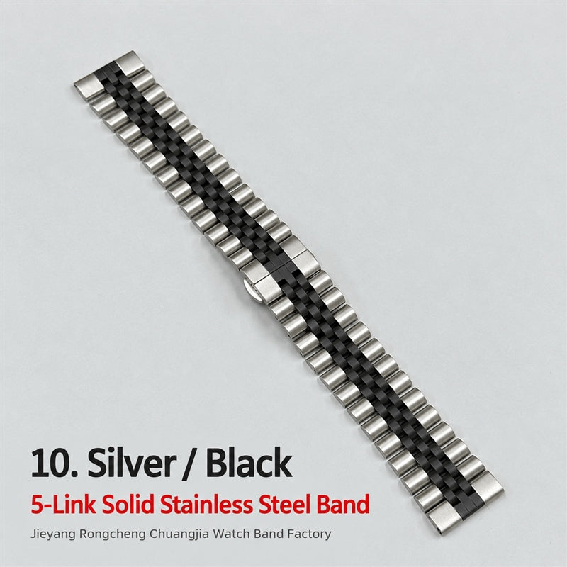5-Link Stainless Steel Band with Butterfly Clasp for Apple Watch