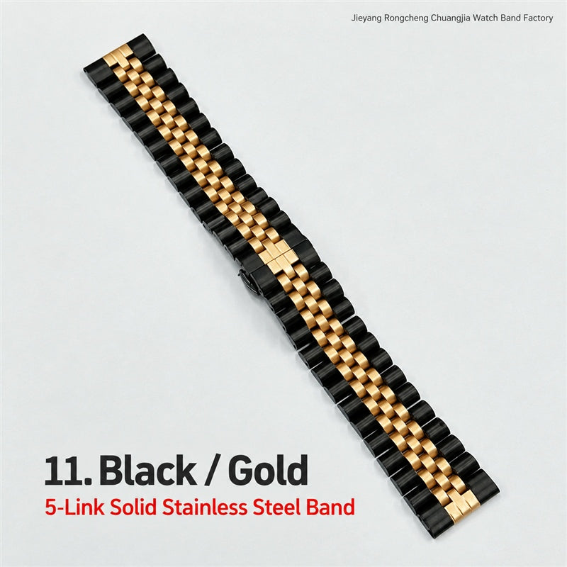 5-Link Stainless Steel Band with Butterfly Clasp for Apple Watch