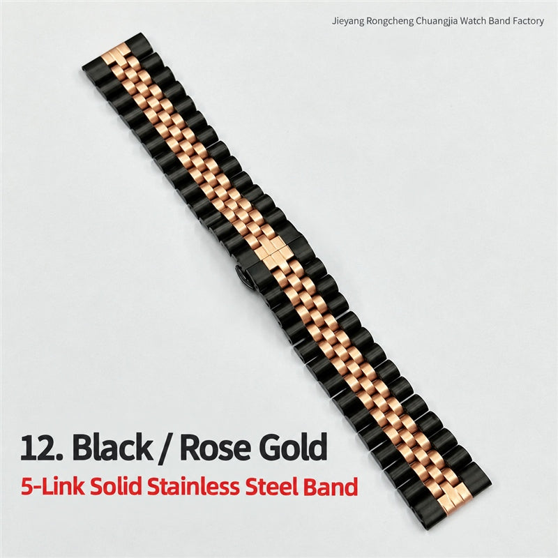 5-Link Stainless Steel Band with Butterfly Clasp for Apple Watch