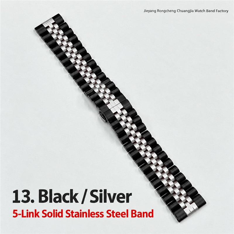 5-Link Stainless Steel Band with Butterfly Clasp for Apple Watch