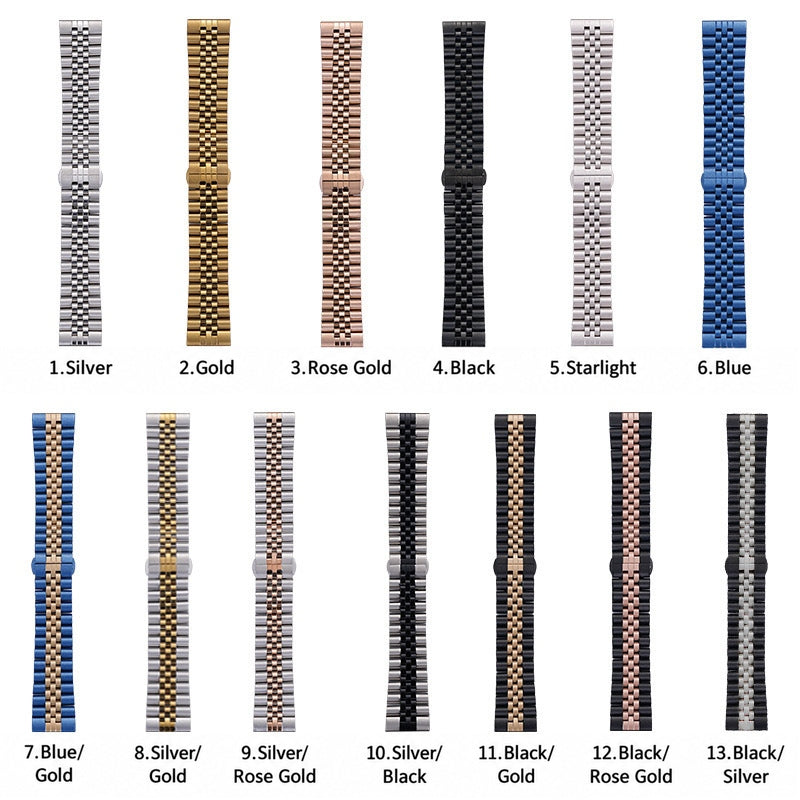 5-Link Stainless Steel Band with Butterfly Clasp for Apple Watch