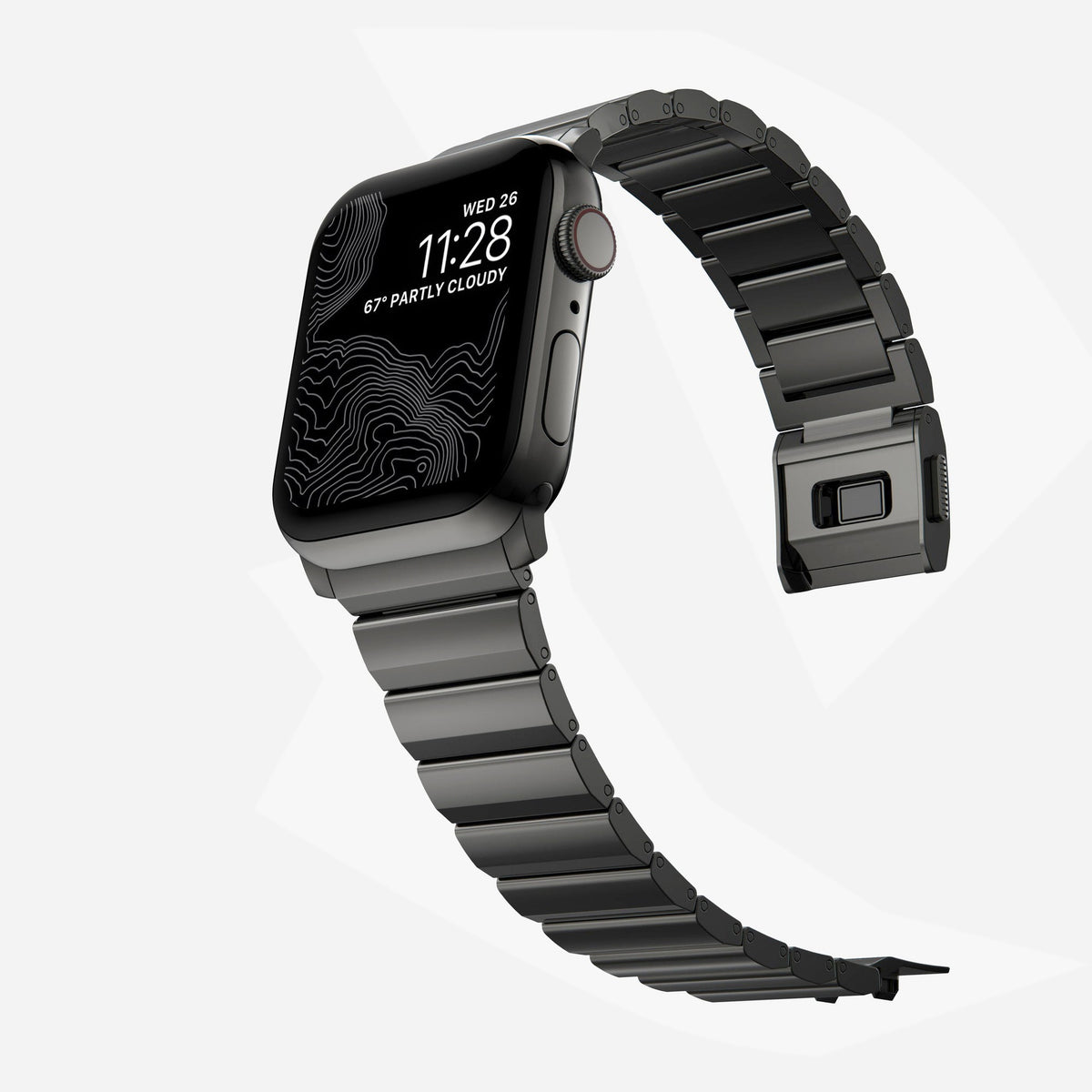 Flat-Link Titanium Band for Apple Watch, Gray, front view