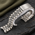 5-link curved end stainless steel watch bracelet in silver
