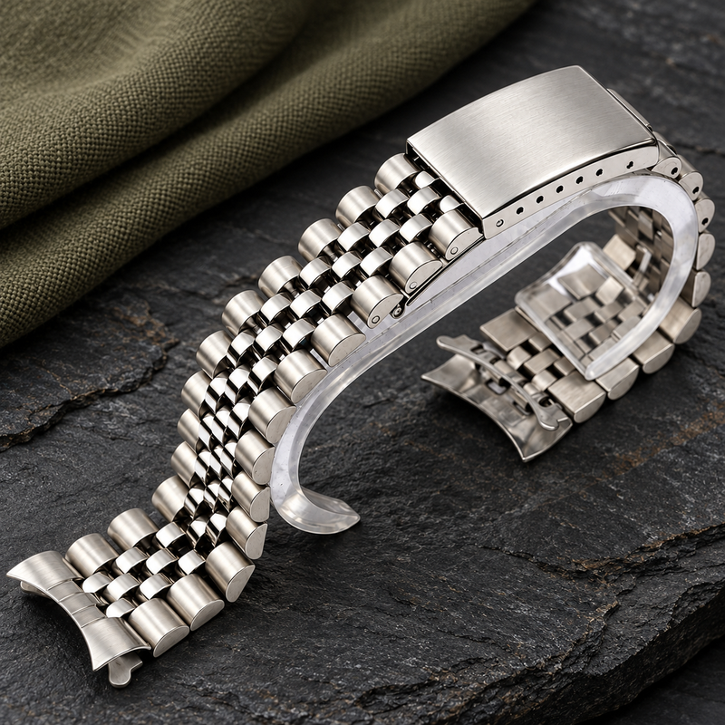 5-Link Curved End Stainless Steel Bracelet for Seiko SKX, Seiko 5 & Casio Duro – 18/20/22mm