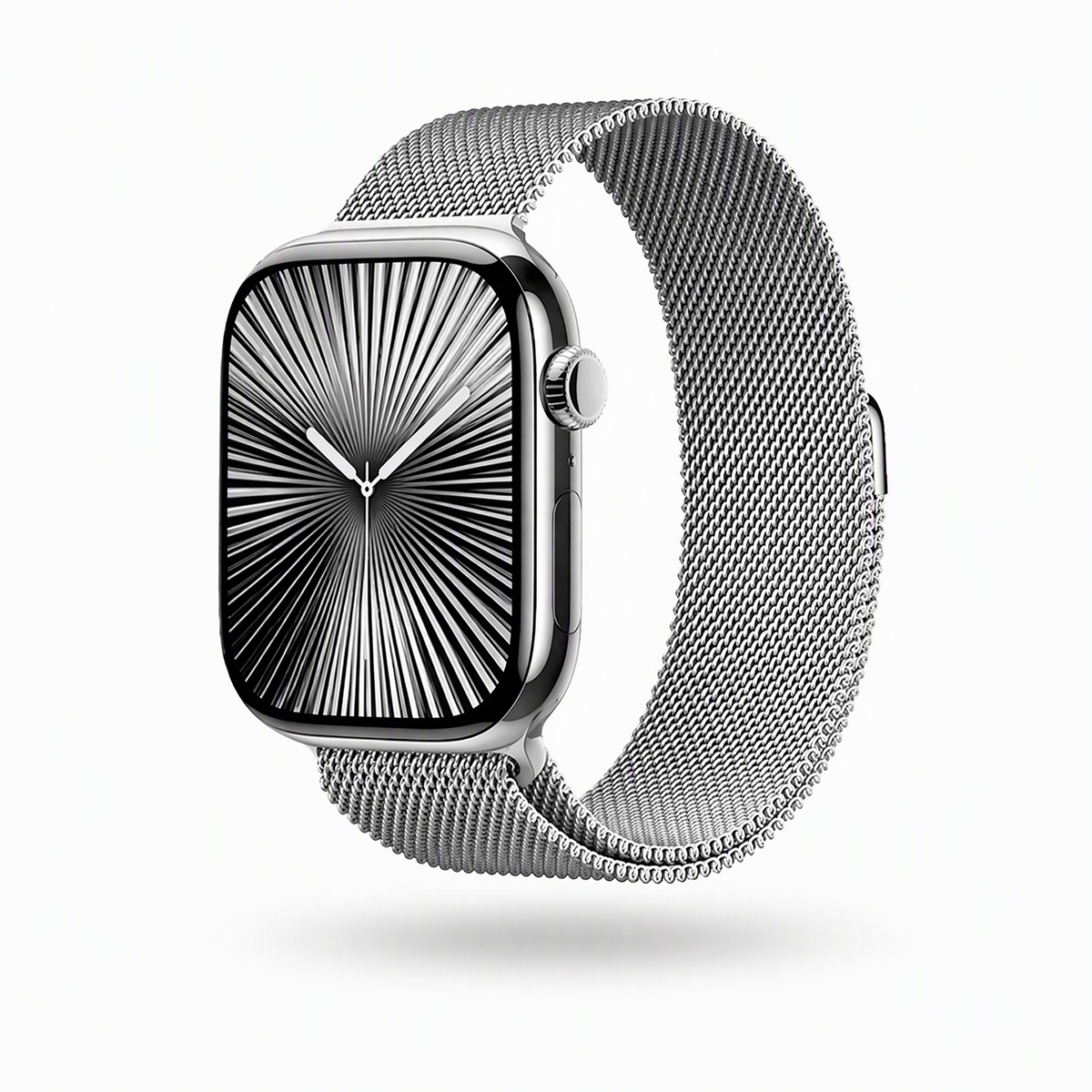 Silver Milanese mesh Apple Watch band, brushed and polished