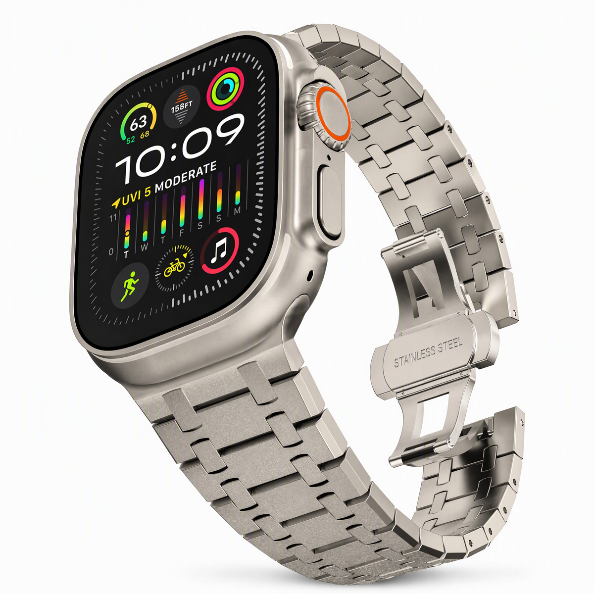 5-Link Stainless Steel Band with Butterfly Clasp for Apple Watch Ultra (49 mm)
