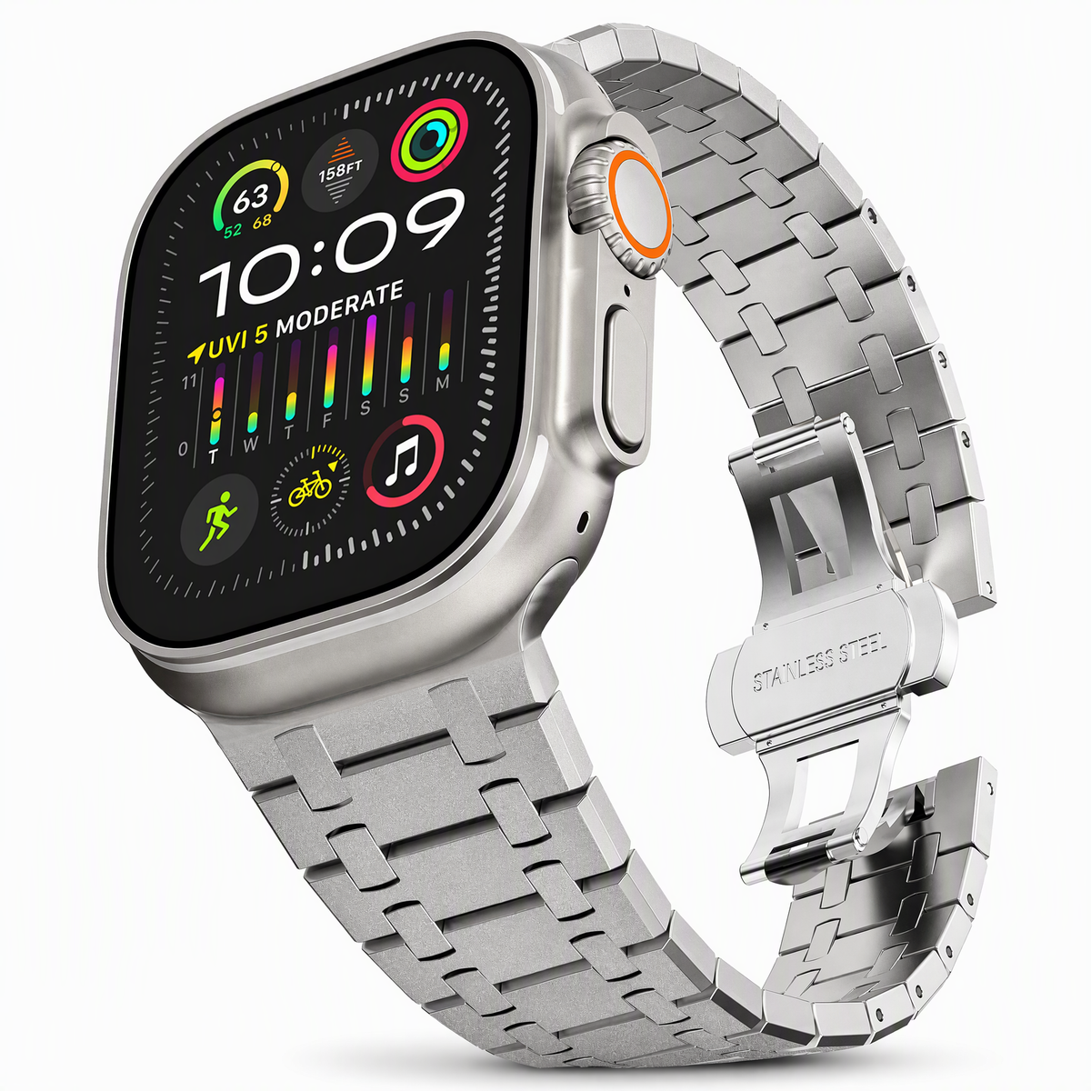5-Link Stainless Steel Band with Butterfly Clasp for Apple Watch Ultra (49 mm)