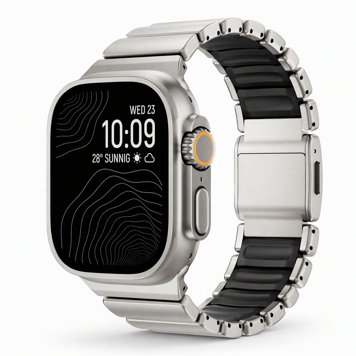 Titanium & Silicone Magnetic Link Band for Apple Watch Ultra & Series – 42–49mm