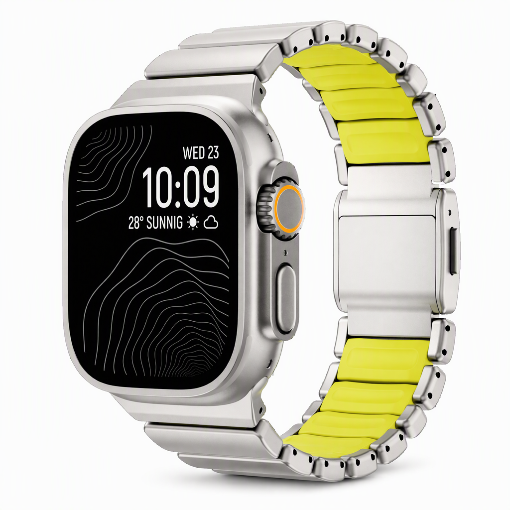 Titanium & Silicone Magnetic Link Band for Apple Watch Ultra & Series – 42–49mm