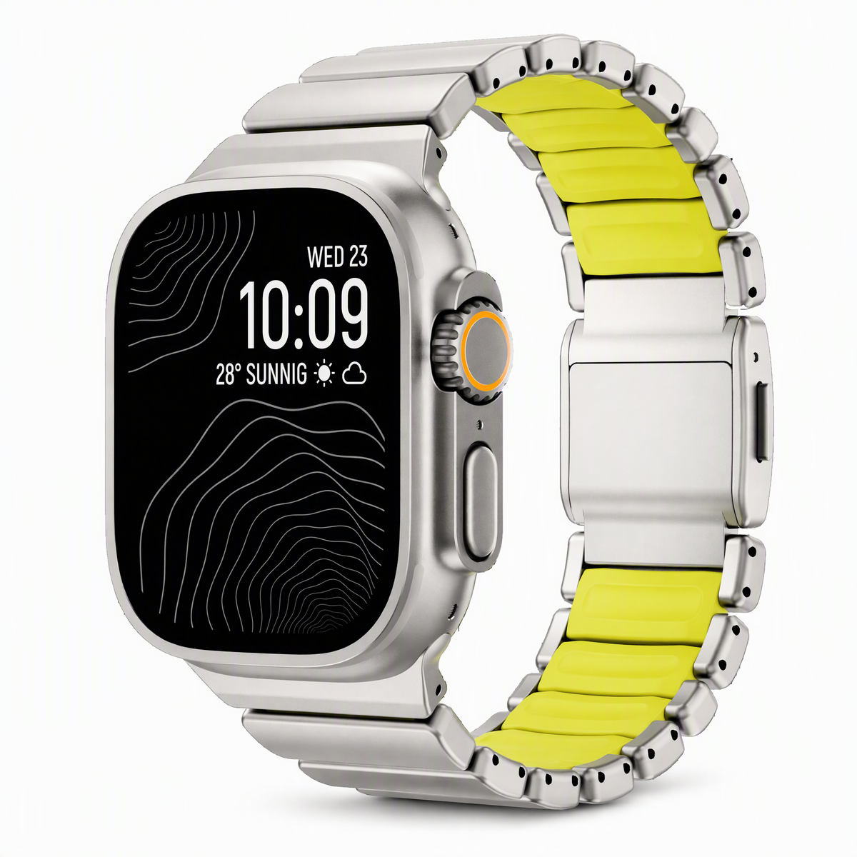Titanium & Silicone Magnetic Link Band for Apple Watch Ultra & Series – 42–49mm