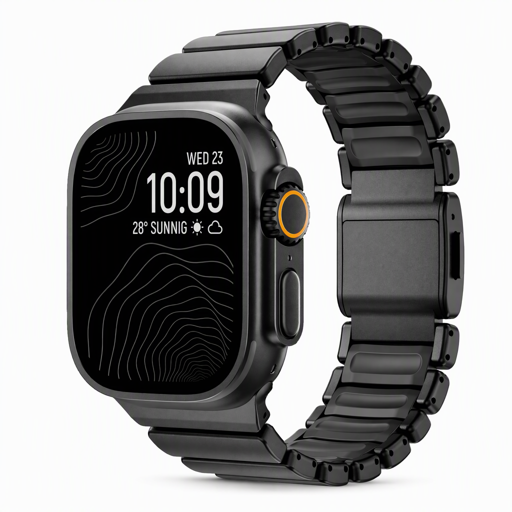 Titanium & Silicone Magnetic Link Band for Apple Watch Ultra & Series – 42–49mm