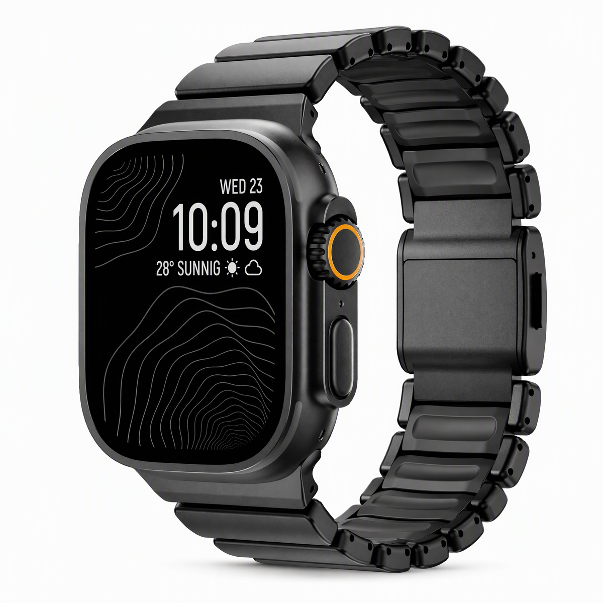 Titanium & Silicone Magnetic Link Band for Apple Watch Ultra & Series – 42–49mm