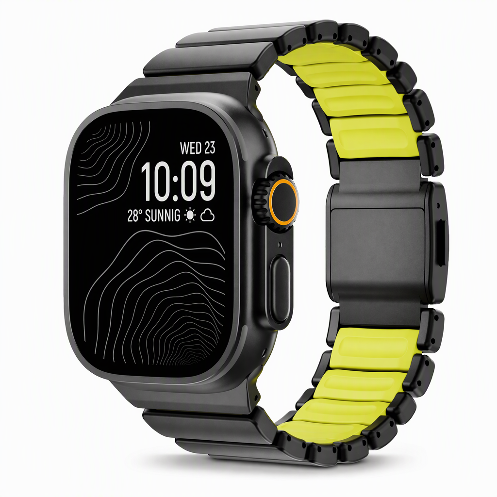 Titanium & Silicone Magnetic Link Band for Apple Watch Ultra & Series – 42–49mm