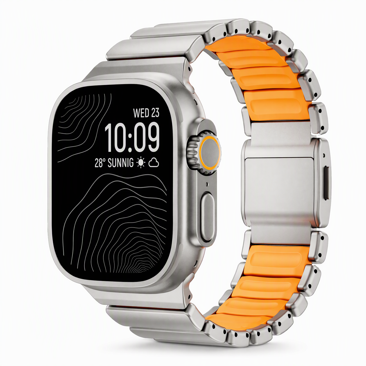 Titanium & Silicone Magnetic Link Band for Apple Watch Ultra & Series – 42–49mm