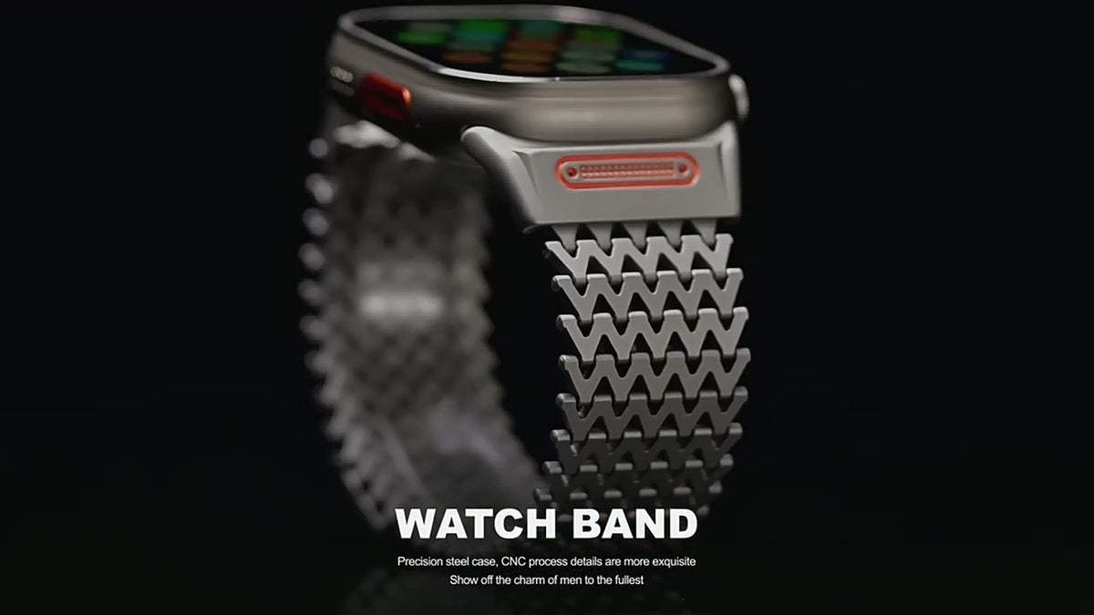 W-Link Scale Pattern Magnetic Stainless Steel Band for Apple Watch video