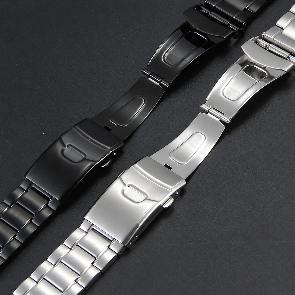 Silver and Black double-lock folding clasps with push buttons